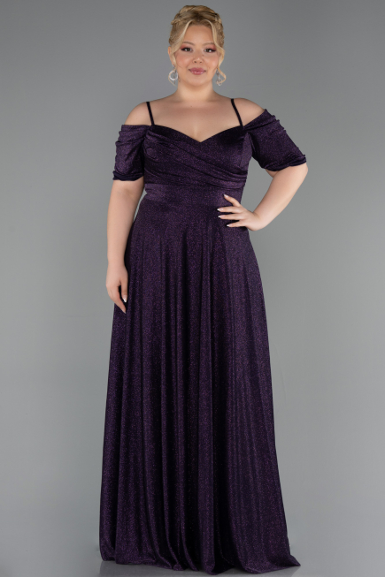 Robe de Soirée Grande Taille Longue Violet ABU6333