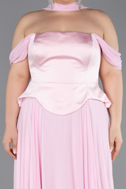 Robe de Soirée Grande Taille Longue Mousseline Poudre ABU5551