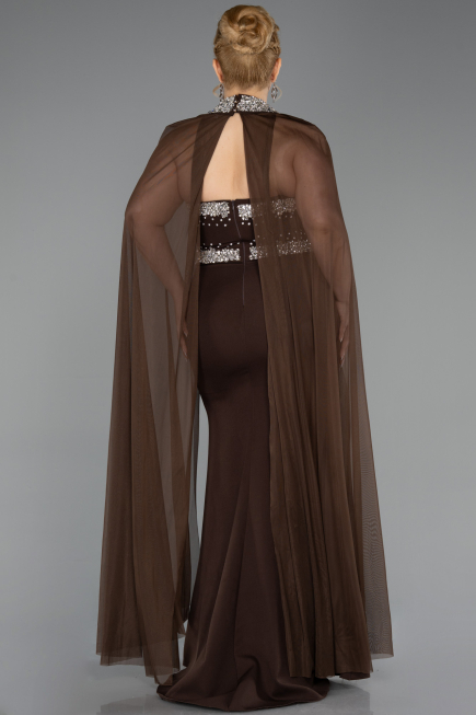 Robe De Soirée Grande Taille Longue Brun ABU6338