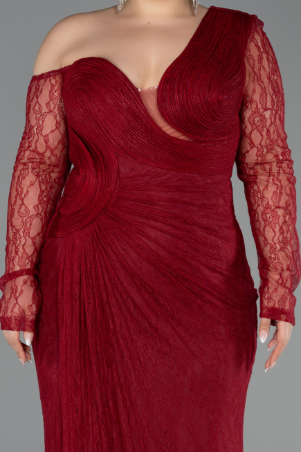 Robe De Soirée Grande Taille Longue Dantelle Rouge Bordeaux ABU6339