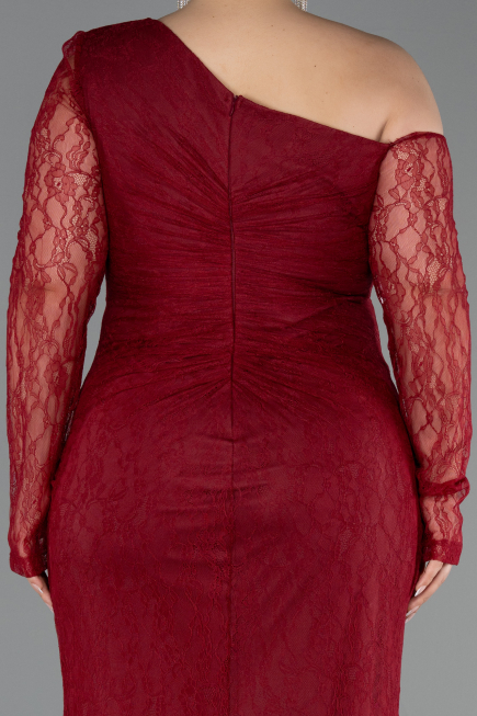 Robe De Soirée Grande Taille Longue Dantelle Rouge Bordeaux ABU6339