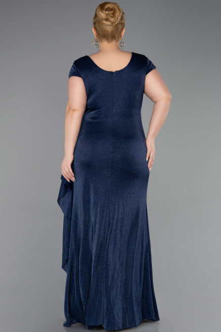 Robe de Soirée Grande Taille Longue Bleu Marine ABU6362
