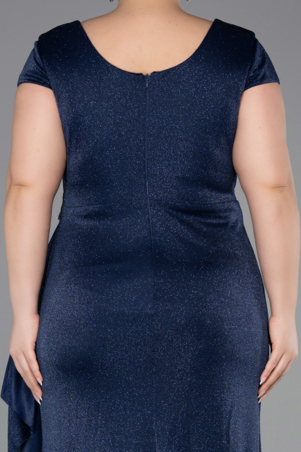 Robe de Soirée Grande Taille Longue Bleu Marine ABU6362
