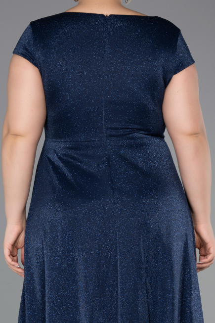 Robe De Soirée Grande Taille Longue Bleu Marine ABU6363