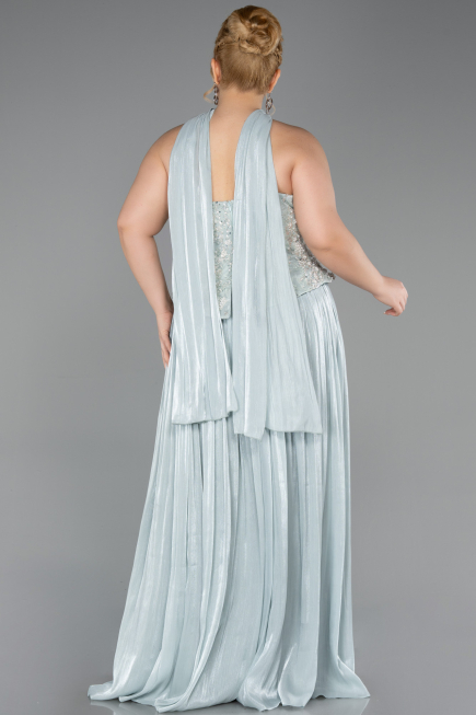 Robe De Soirée Grande Taille Longue Mousseline Menthe ABU5793