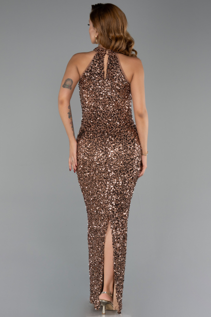 Robe de Soirée Longue Cuivre ABU6404
