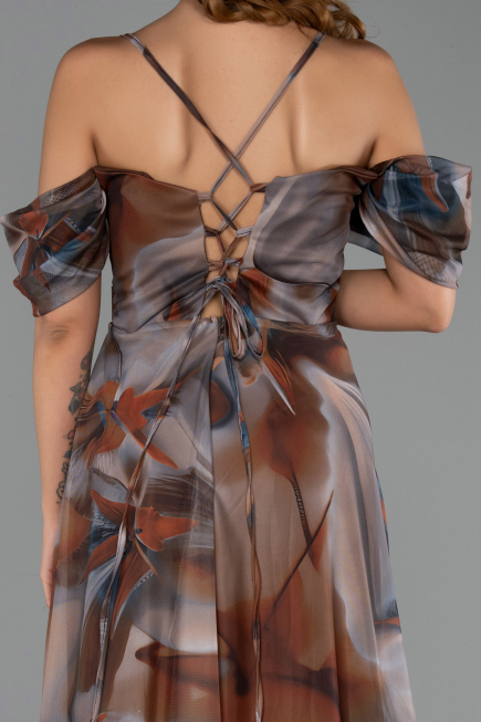 Robe De Soirée Grande Taille Longue Brun ABU6409