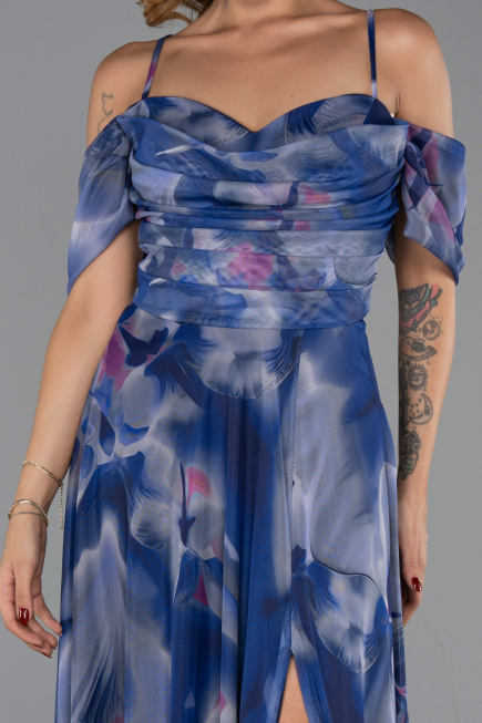 Robe De Soirée Grande Taille Longue Bleu Marine ABU6409