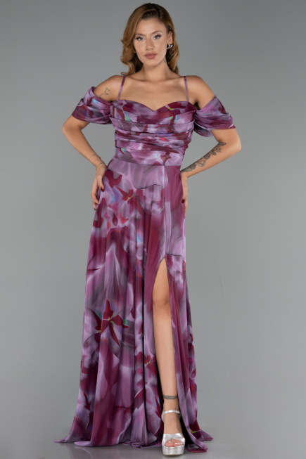 Robe De Soirée Grande Taille Longue Prune ABU6409