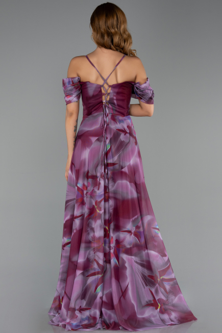 Robe De Soirée Grande Taille Longue Prune ABU6409