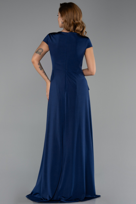 Robe Grande Taille Longue Bleu Marine ABU6410