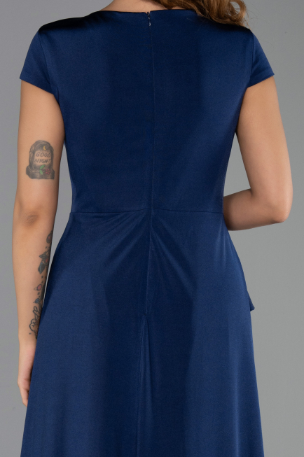 Robe Grande Taille Longue Bleu Marine ABU6410