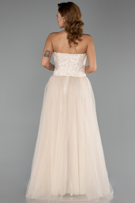 Robe de Soirée Longue Beige ABU6412