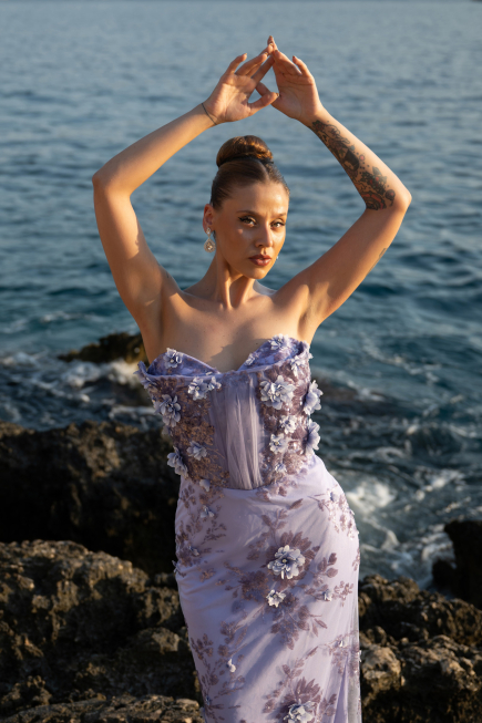 Robe de Soirée Longue Lilas ABU6299