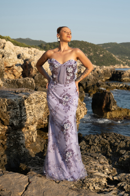 Robe de Soirée Longue Lilas ABU6299