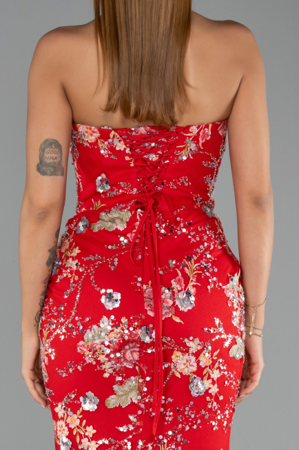 Robe de Soirée Longue Rouge ABU6421