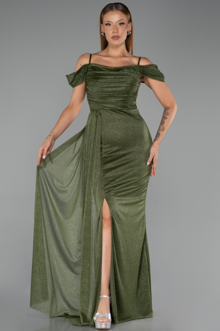 Robe de Soirée Longue Kaki ABU2835
