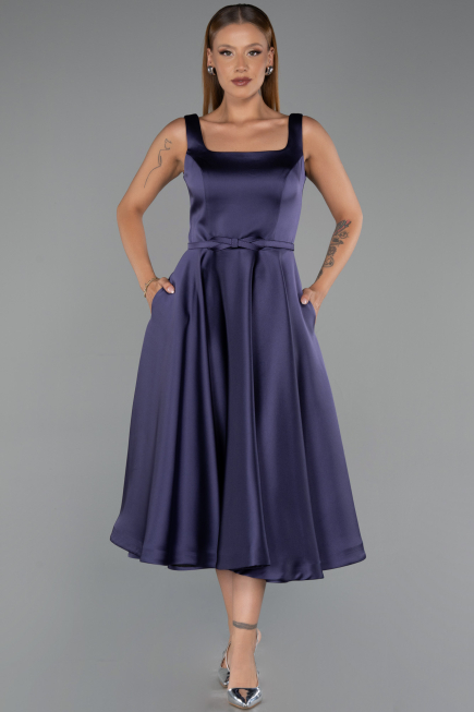 Robe de Cérémonie Midi Satin Violet ABK2586