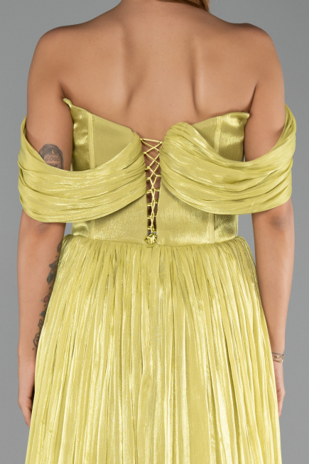 Robe De Soirée Grande Taille Longue Mousseline Pistache vert ABU6486