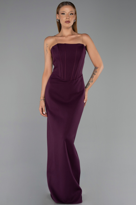 Robe de Soirée Longue Prune ABU5889