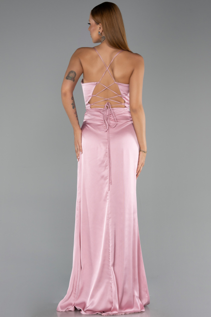 Robe de Soirée Longue Satin Poudre ABU6427