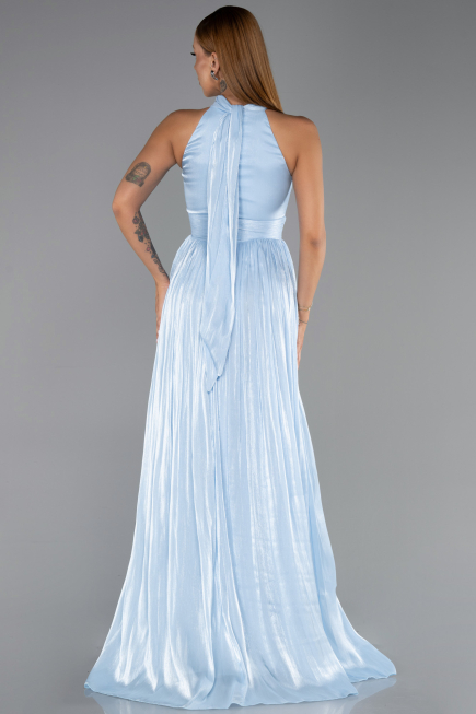 Robe de Soirée Longue Mousseline Bleu clair ABU6428