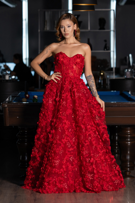 Robe de Soirée Longue Rouge ABU6408