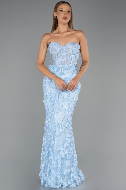 Robe Queue de Poisson Longue Bleu clair ABU6516