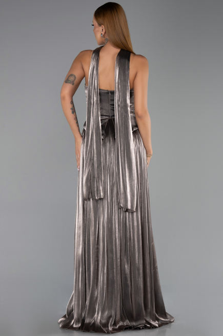 Robe de Soirée Longue Mousseline Vison ABU5957