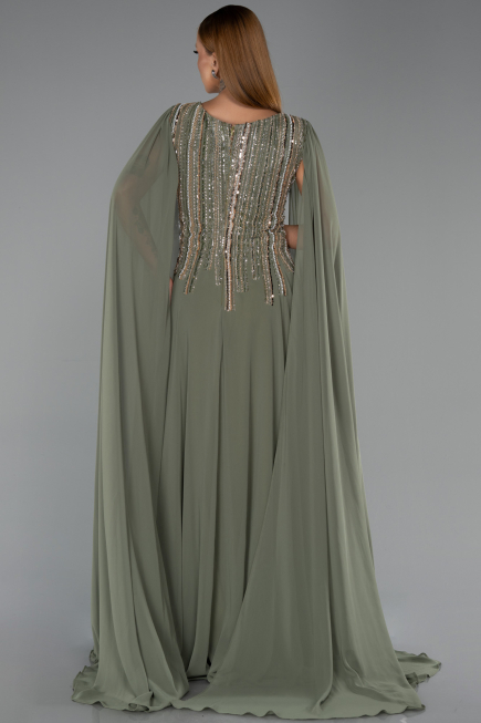 Robe De Soirée Grande Taille Longue Mousseline Vert ABU6435