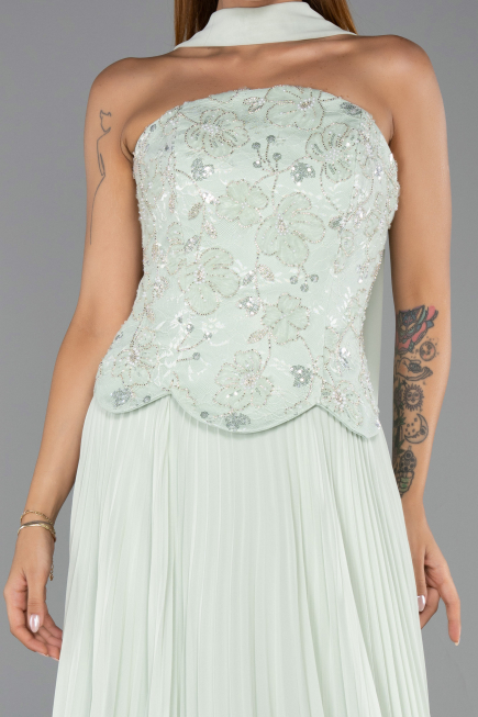 Robe de Soirée Longue Mousseline Menthe ABU6436