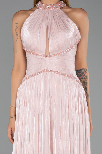 Robe de Soirée Longue Mousseline Poudre ABU6437