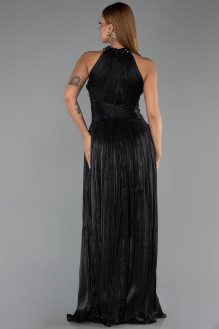 Robe de Soirée Longue Mousseline Noir ABU6437
