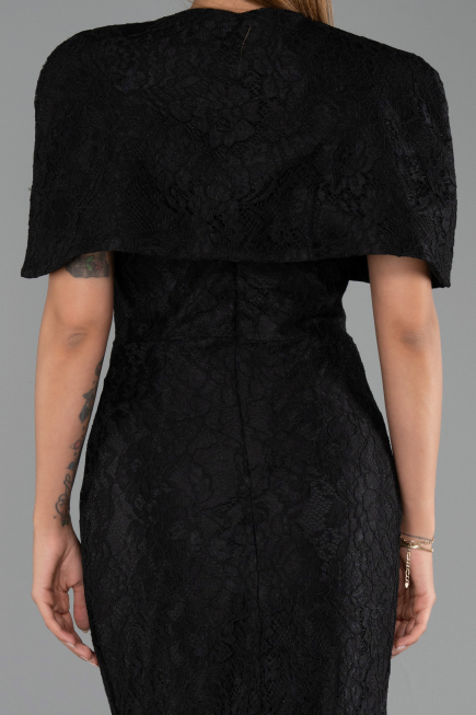 Robe de Soirée Longue Dantelle Noir ABU6438
