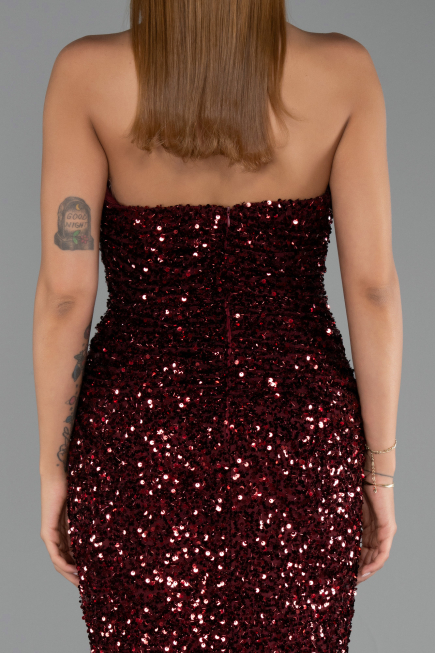 Robe de Soirée Longue Rouge Bordeaux ABU6439