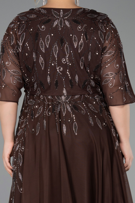 Robe De Soirée Grande Taille Longue Brun ABU6489