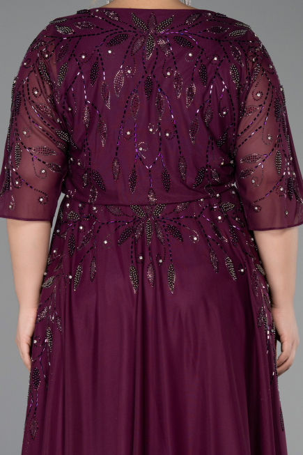 Robe De Soirée Grande Taille Longue Prune ABU6489