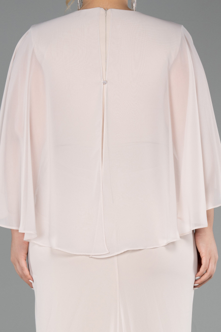 Robe de Soirée Grande Taille Longue Mousseline Beige ABU6490