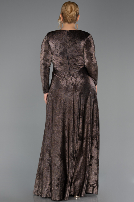 Robe de Soirée Grande Taille Longue Noir-Or ABU6492