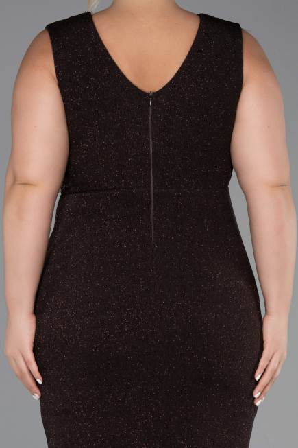Robe Grande Taille Midi Brun ABK1492