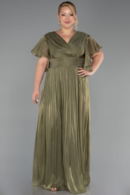 Robe Grande Taille Longue Mousseline Kaki ABU6423