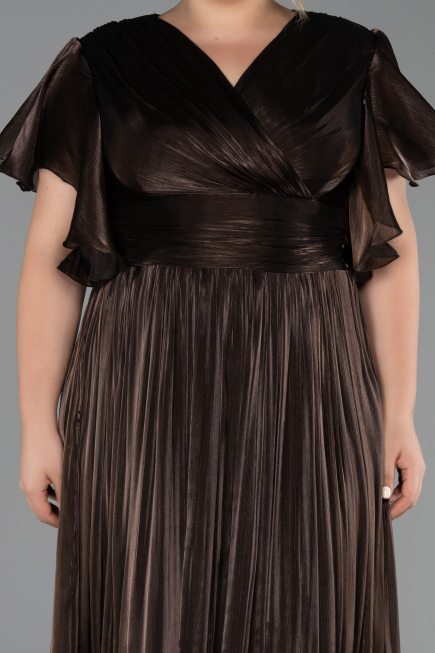 Robe Grande Taille Longue Mousseline Brun ABU6423