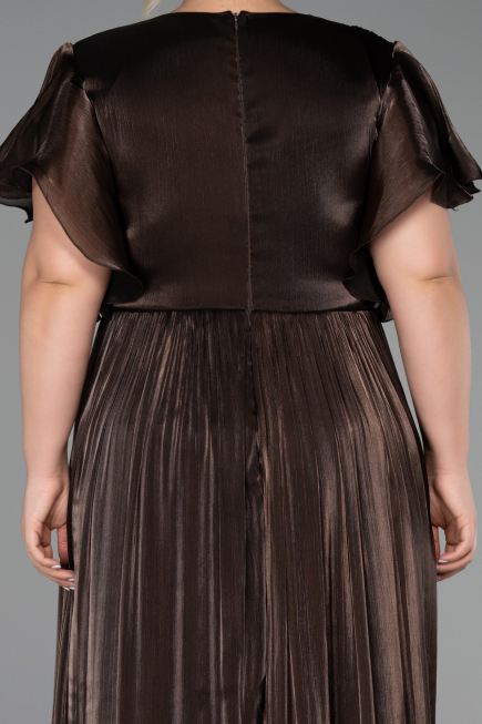 Robe Grande Taille Longue Mousseline Brun ABU6423
