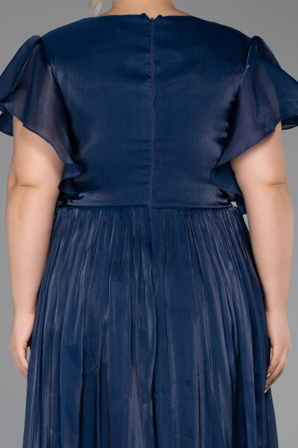 Robe Grande Taille Longue Mousseline Bleu Marine ABU6423