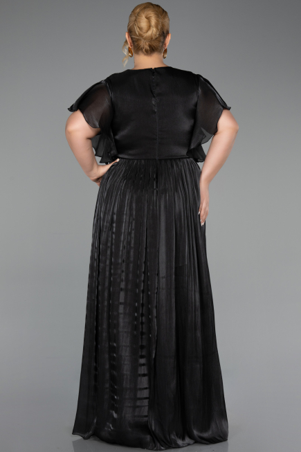 Robe Grande Taille Longue Mousseline Noir ABU6423