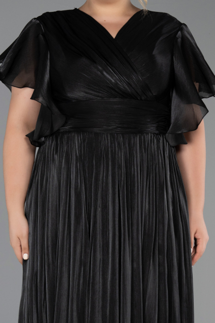 Robe Grande Taille Longue Mousseline Noir ABU6423