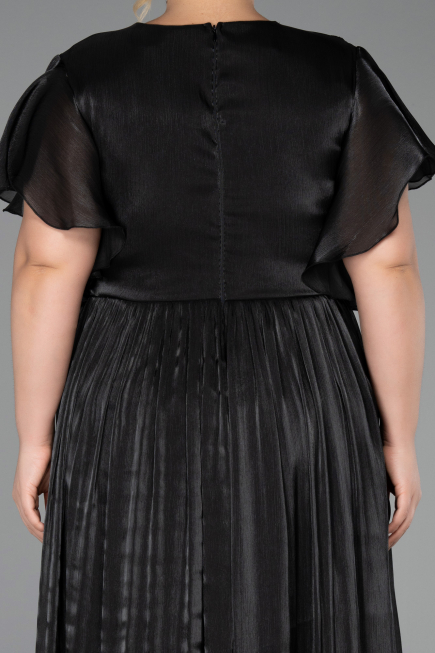 Robe Grande Taille Longue Mousseline Noir ABU6423