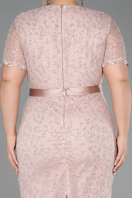 Robe De Invitation Grande Taille Midi Dantelle Poudre ABK2673