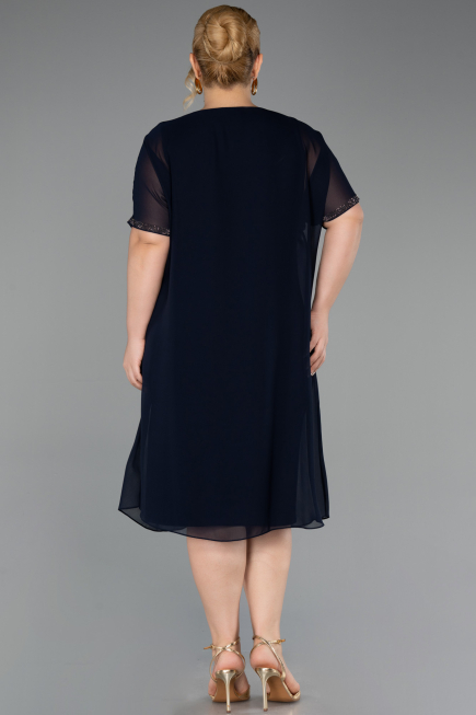 Robe De Soirée Grande Taille Midi Bleu Marine ABK2596
