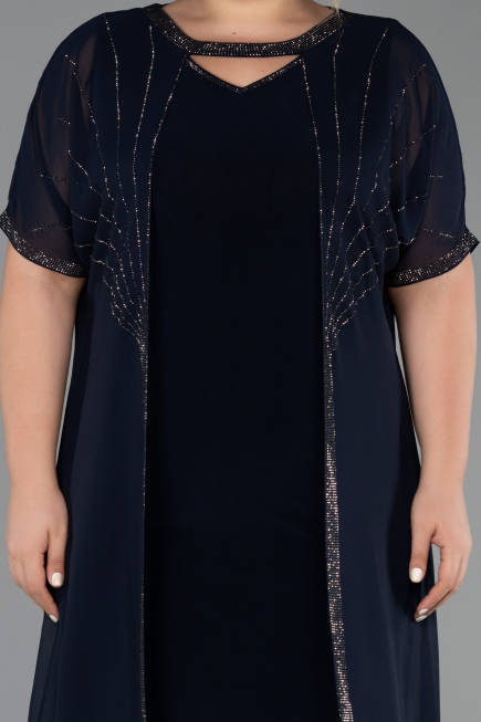 Robe De Soirée Grande Taille Midi Bleu Marine ABK2596